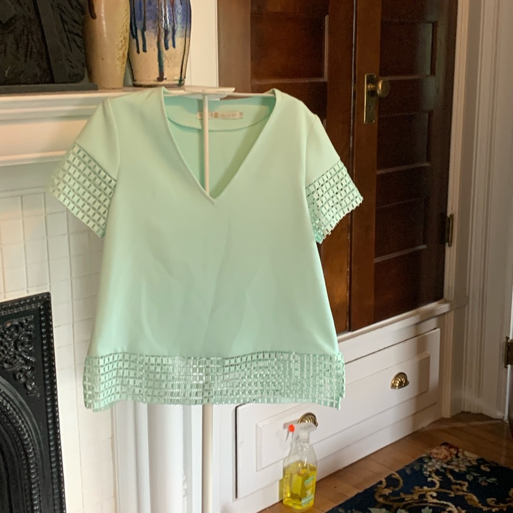 Marie Oliver light green top. Worn once. 258 retail